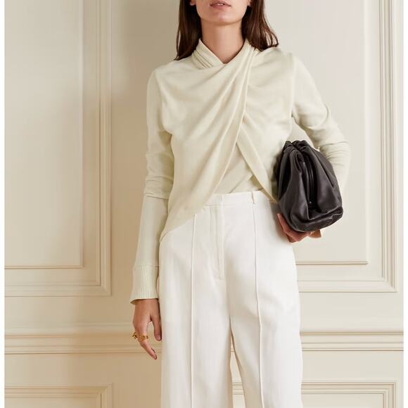 JOHANNA ORTIZ Adaya Draped Pima Cotton Top In Neutral Size L - Picture 1 of 7